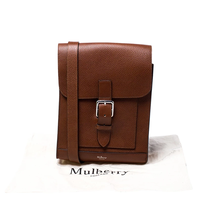 Mulberry Tan Leather Messenger Bag For Men - Image 9