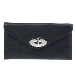 Mulberry Black Leather Envelope Wallet For Men