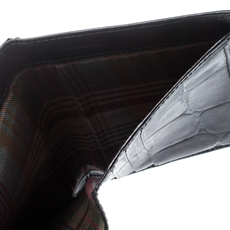 Mulberry Black Croc Embossed Leather Bifold Wallet For Men - Image 3