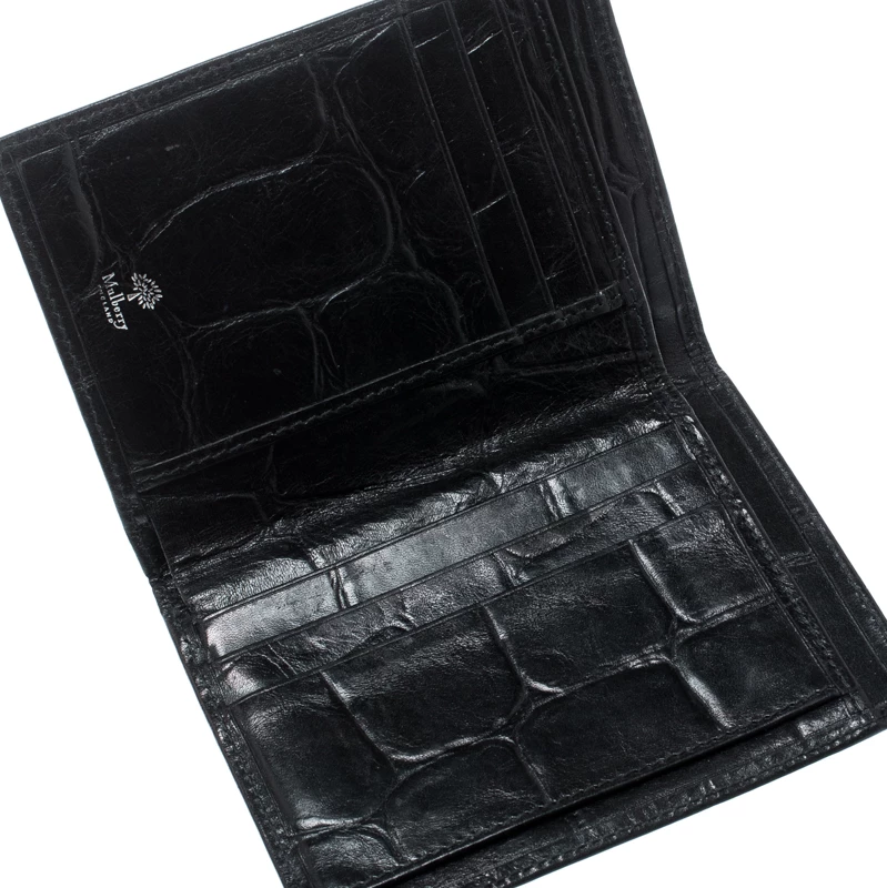 Mulberry Black Croc Embossed Leather Bifold Wallet For Men - Image 2