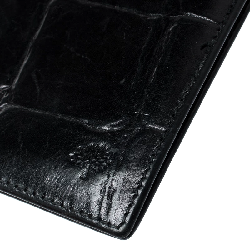 Mulberry Black Croc Embossed Leather Bifold Wallet For Men - Image 10