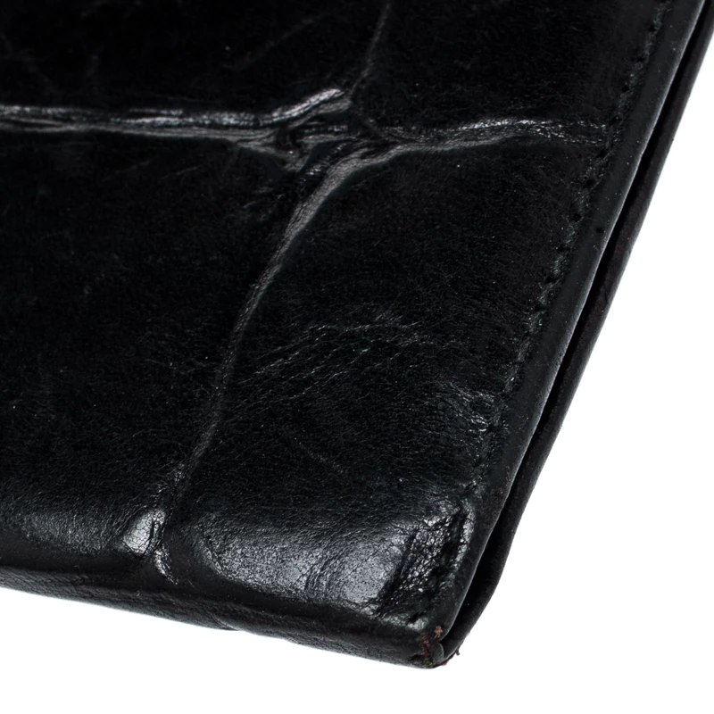 Mulberry Black Croc Embossed Leather Bifold Wallet For Men - Image 11