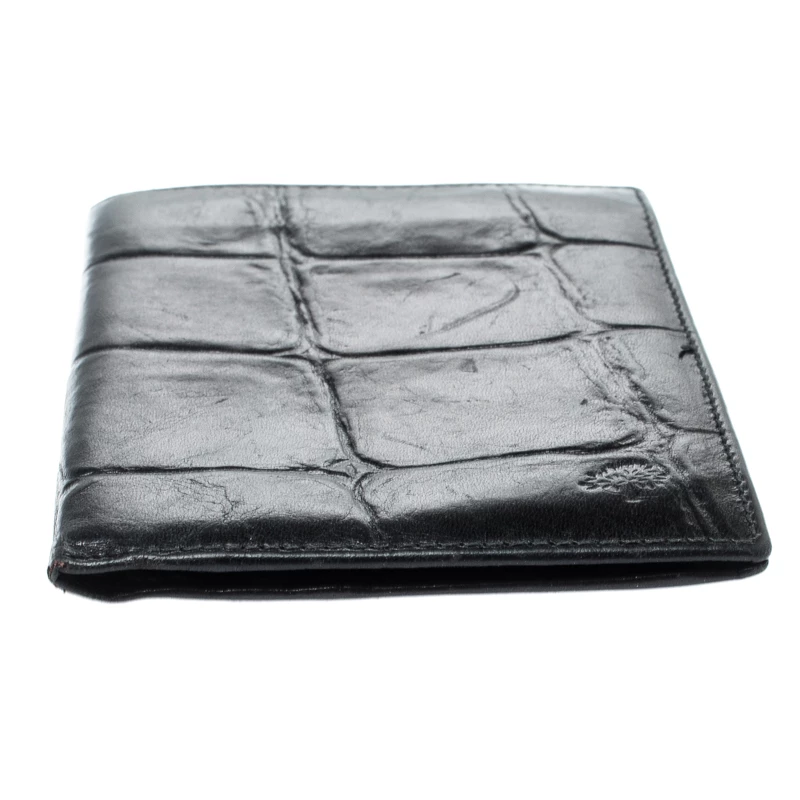 Mulberry Black Croc Embossed Leather Bifold Wallet For Men - Image 7