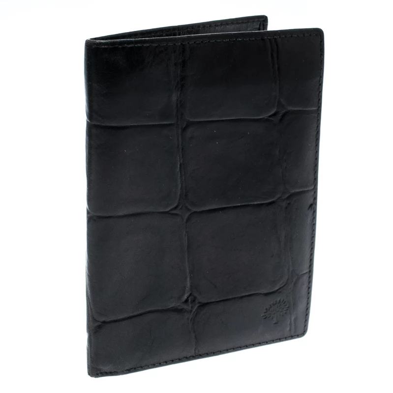 Mulberry Black Croc Embossed Leather Bifold Wallet For Men - Image 4