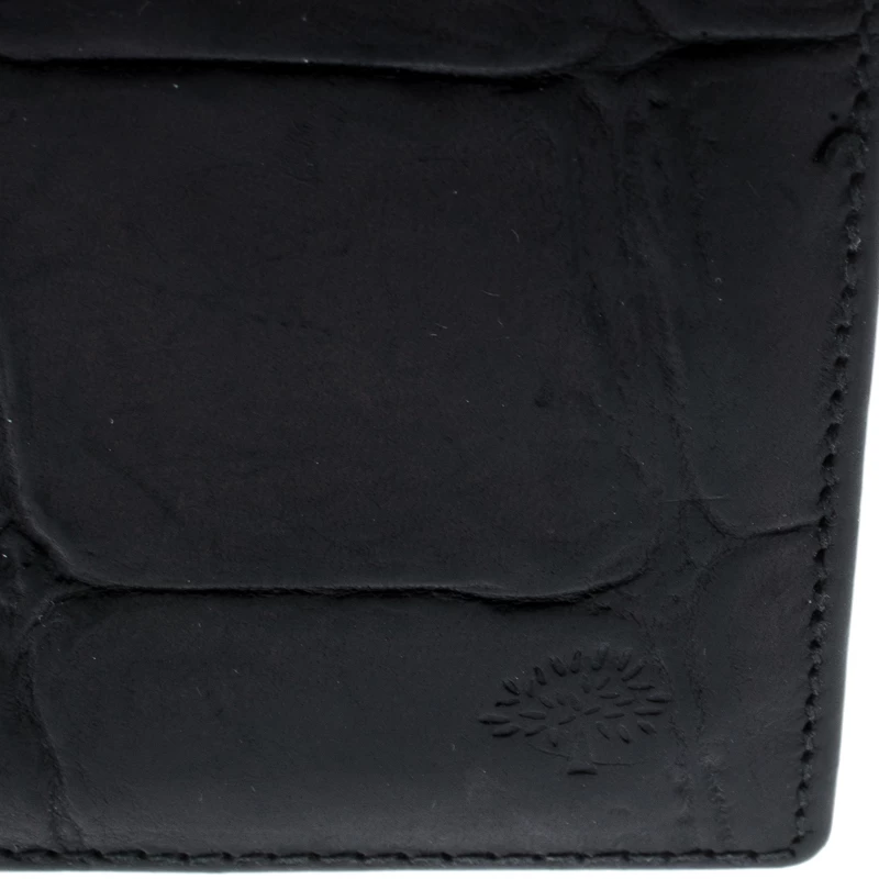 Mulberry Black Croc Embossed Leather Bifold Wallet For Men - Image 6