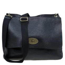 Mulberry Black Leather Messenger Bag For Men