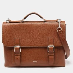 Mulberry Brown Grained Leather Chiltern Briefcase For Men