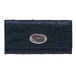 Mulberry Black Ostrich Continental Wallet For Men