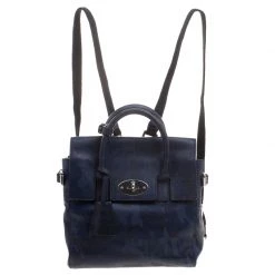 Mulberry Midnight Blue Camo Printed Leather Mini Cara Delevingne Backpack Tote For Women