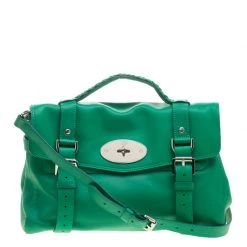 Mulberry Green Leather Alexa Satchel For Women