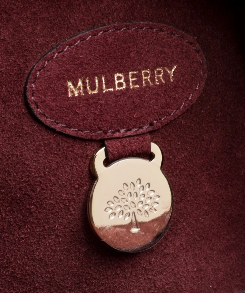 Mulberry Burgundy Croc Embossed Calfhair Bayswater Satchel For Women - Image 9