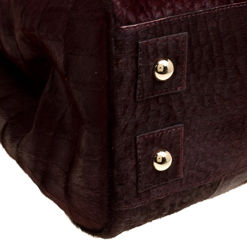 Mulberry Burgundy Croc Embossed Calfhair Bayswater Satchel For Women - Image 11