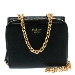 Mulberry Black Leather Chain Purse For Women