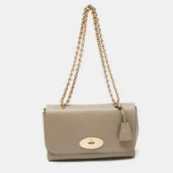 Mulberry Beige Leather Medium Lily Shoulder Bag For Women