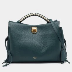 Mulberry Green Grained Leather Iris Top Handle Bag For Women