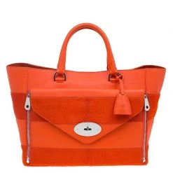 Mulberry Orange Calfhair Stripe And Leather Willow Tote For Women