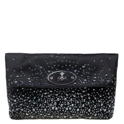 Mulberry Black Satin Embellished Clemmie Clutch For Women