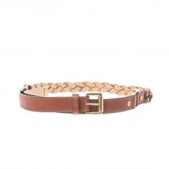 Mulberry Brown Leather Braided Belt 85 CM For Women
