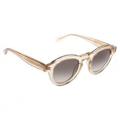Mulberry Light Brown Transparent Gradient Round Sunglasses For Women