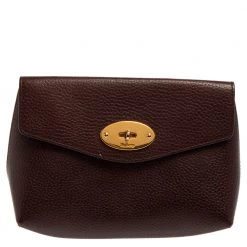 Mulberry Burgundy Leather Cosmetic Pouch For Women