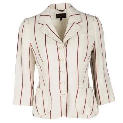 Mulberry Cream And Red Striped Linen Blazer M For Women