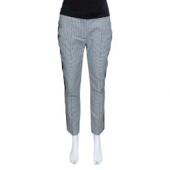 Mulberry Black Houndstooth Contrast Panel Tailored Pants S For Women