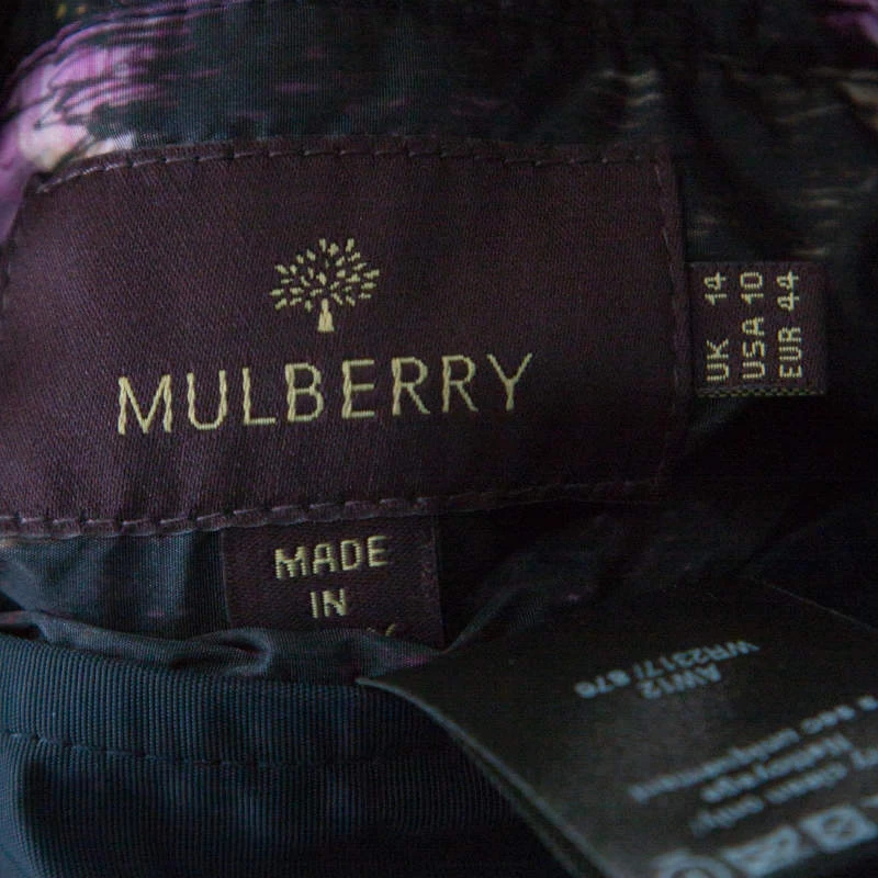 Mulberry Navy Blue Quilted Zip Front Hooded Jacket L For Women - Image 5