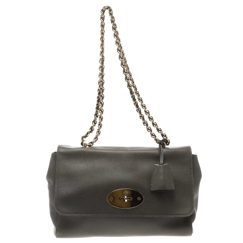 Mulberry Dark Grey Leather Lily Shoulder Bag For Women