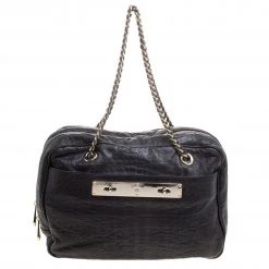 Mulberry Black Croc Embossed Leather Carter Bowler Bag For Women