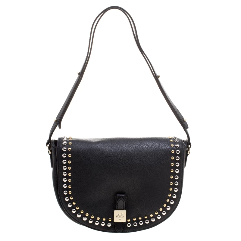Mulberry Black Leather Studded Tessie Crossbody Bag For Women