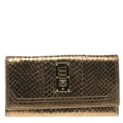 Mulberry Bronze Python Embossed Continental Wallet For Women