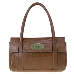 Mulberry Brown Embossed Leather East West Bayswater For Women