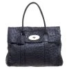 Mulberry Navy Blue Ostrich Leather Bayswater Satchel For Women