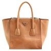 Mulberry Prada Camel Glace Calfskin Leather Twin Pocket Double Handle Tote For Women
