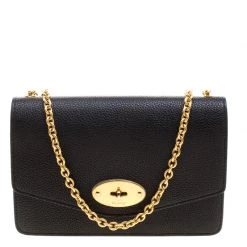 Mulberry Black Leather Darley Chain Clutch For Women