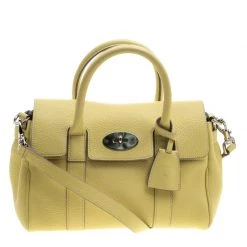 Mulberry Yellow Grain Leather Small Bayswater Satchel For Women
