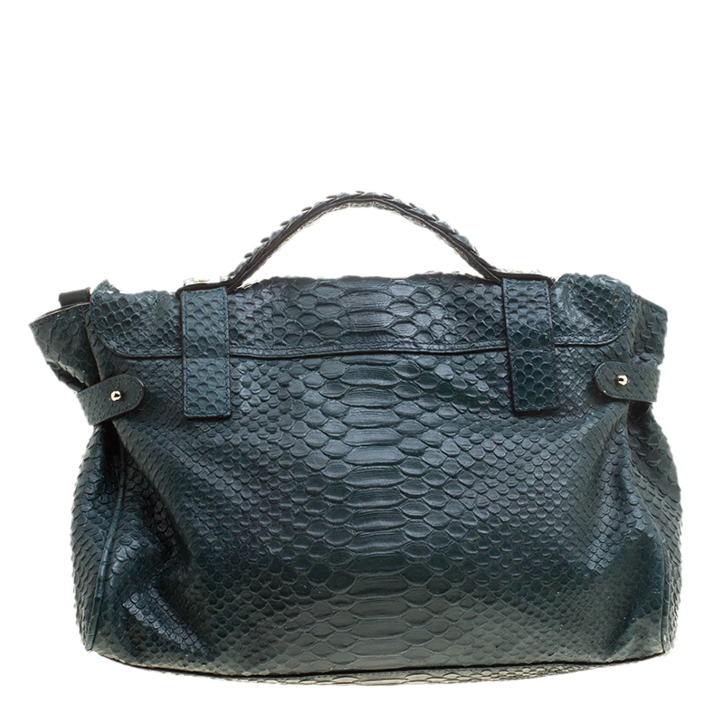 Mulberry Dark Green Silky Snake Print Leather Alexa Satchel For Women - Image 4