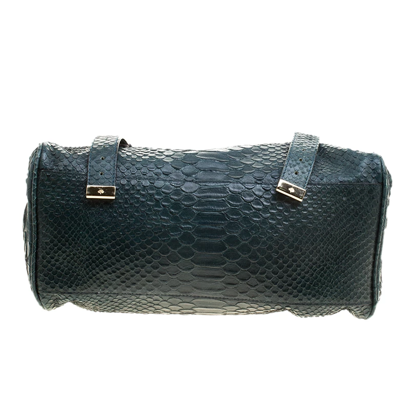 Mulberry Dark Green Silky Snake Print Leather Alexa Satchel For Women - Image 6