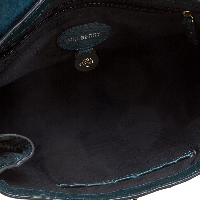 Mulberry Dark Green Silky Snake Print Leather Alexa Satchel For Women - Image 7