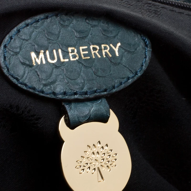 Mulberry Dark Green Silky Snake Print Leather Alexa Satchel For Women - Image 9