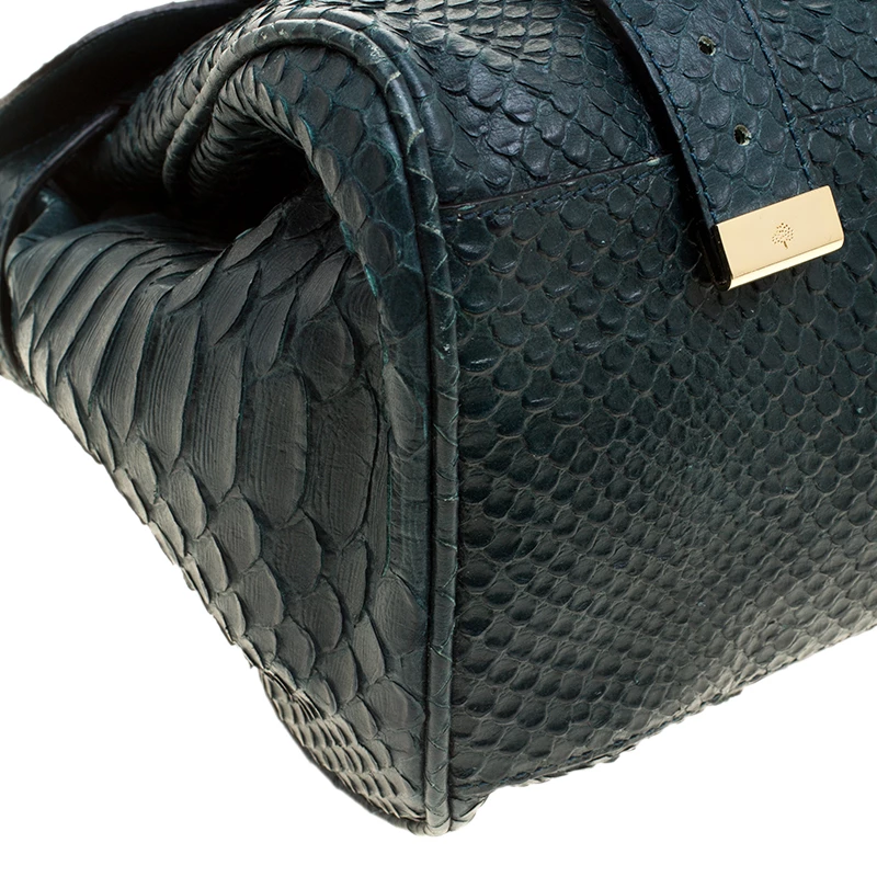 Mulberry Dark Green Silky Snake Print Leather Alexa Satchel For Women - Image 11