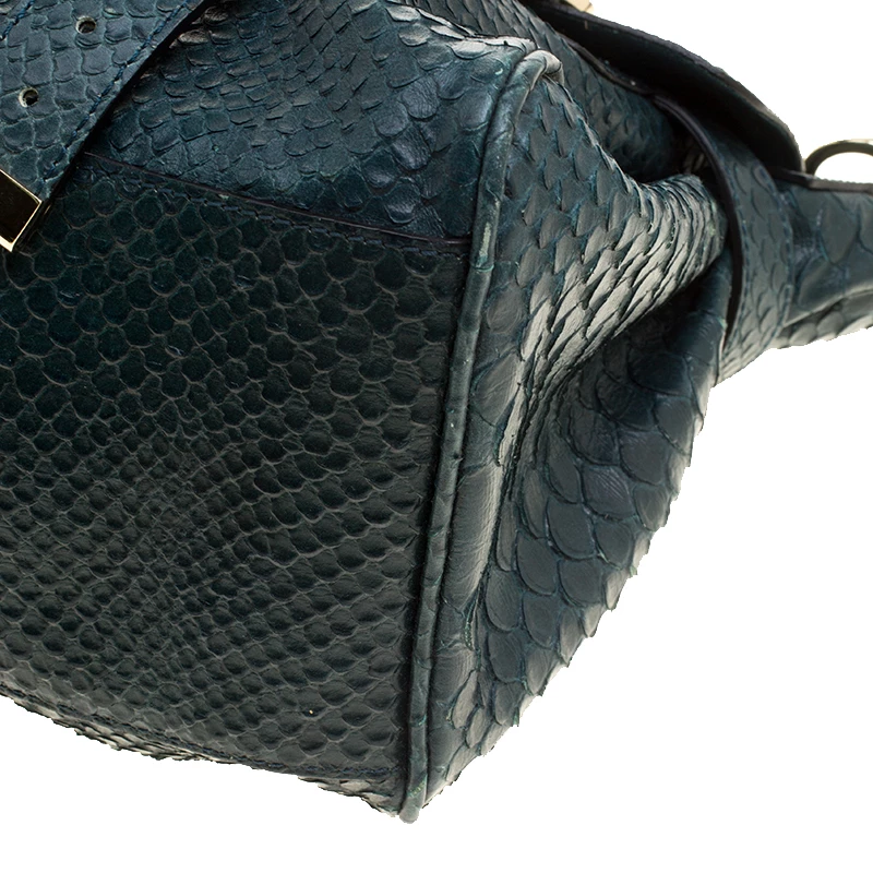 Mulberry Dark Green Silky Snake Print Leather Alexa Satchel For Women - Image 12