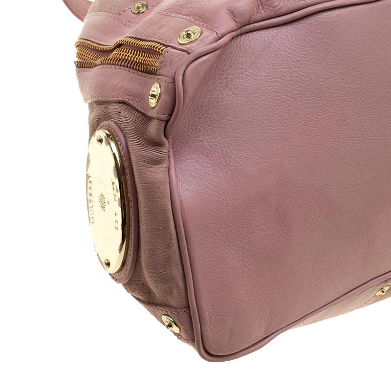 Mulberry Pink Leather Drawstring Tote For Women - Image 11