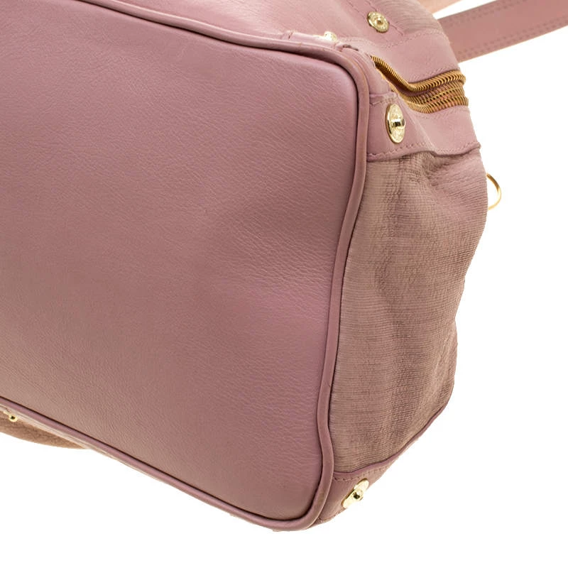 Mulberry Pink Leather Drawstring Tote For Women - Image 12