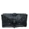 Mulberry Black Leather Push Lock Clutch For Women