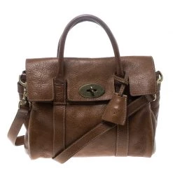 Mulberry Brown Grain Leather Small Bayswater Satchel For Women