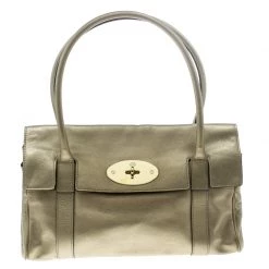 Mulberry Metallic Beige Leather Bayswater Satchel For Women