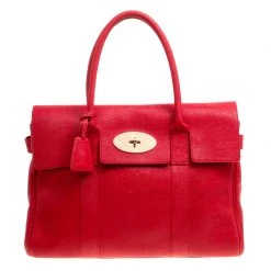 Mulberry Red Textured Leather Bayswater Satchel For Women