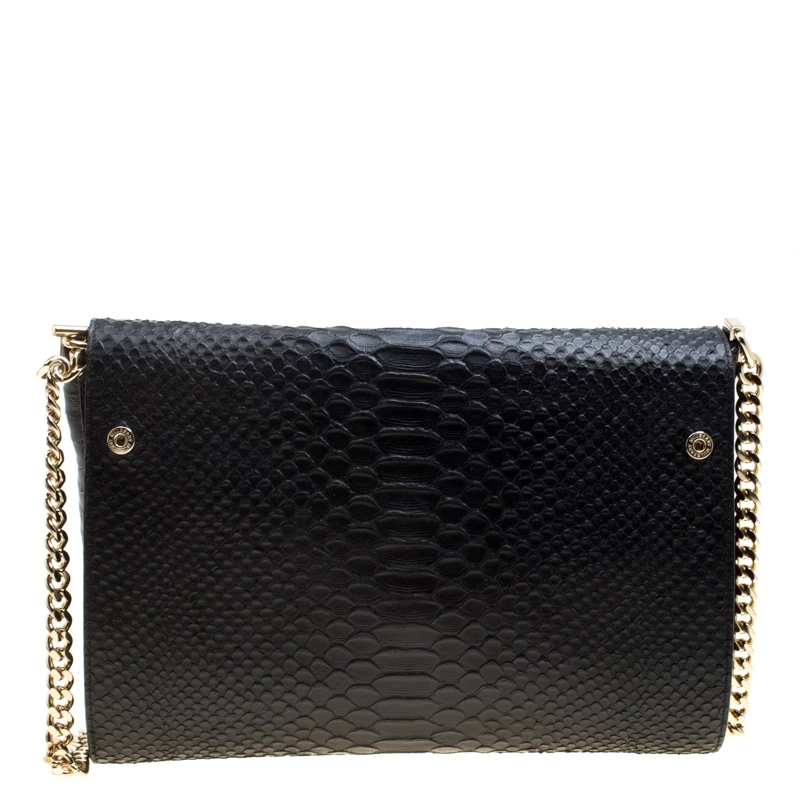 Mulberry Black/Burgundy Snakeskin Embossed Leather Delphie Duo Flap Shoulder Bag For Women - Image 4