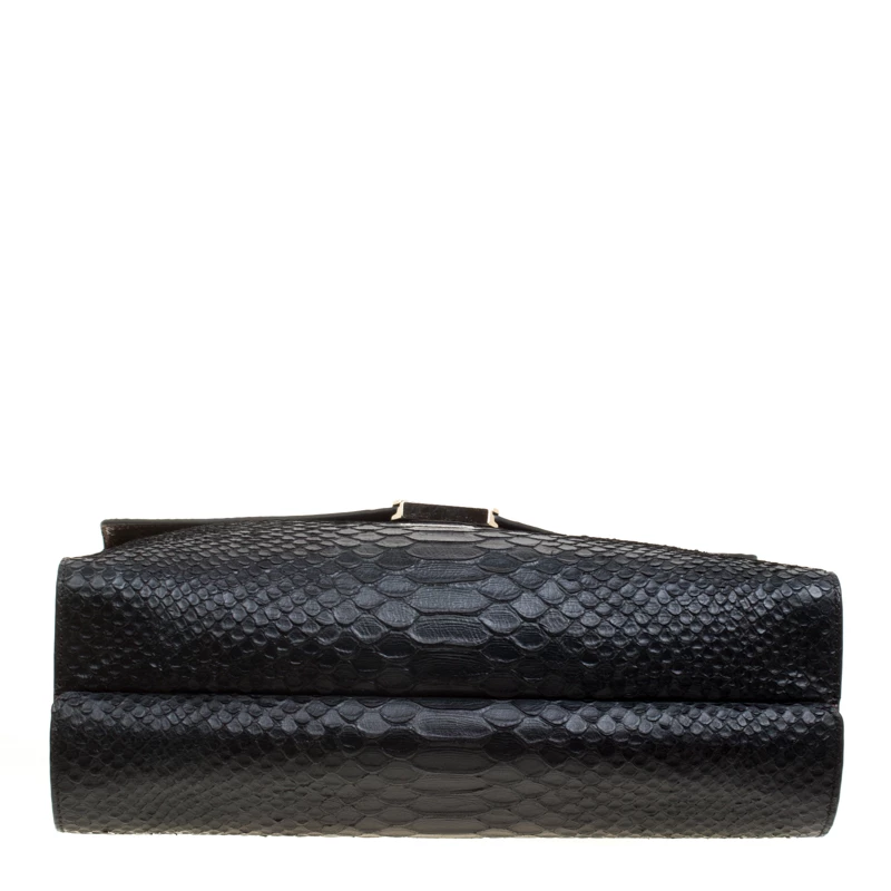 Mulberry Black/Burgundy Snakeskin Embossed Leather Delphie Duo Flap Shoulder Bag For Women - Image 6